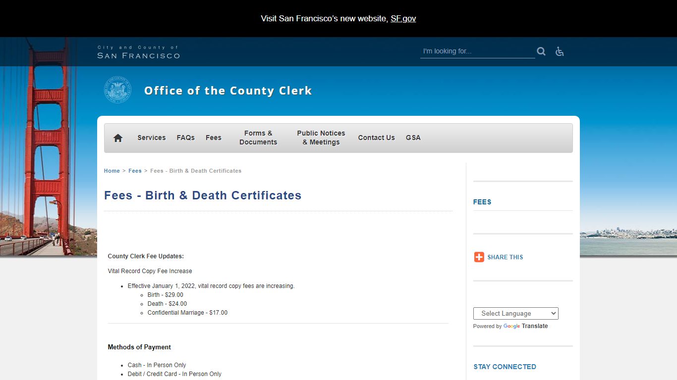 Birth & Death Certificates - San Francisco